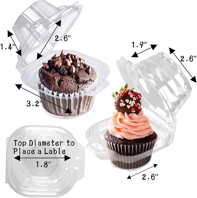 25 Pack Individual Cupcake Containers Plastic Cupcake Boxes Cupcake Holders Stackable Deep Dome Cupcake Carrier