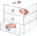 iDesign 3-Drawer Stackable Makeup Organizer - Clear Plastic Drawers for Bathroom, Vanity, or Desk