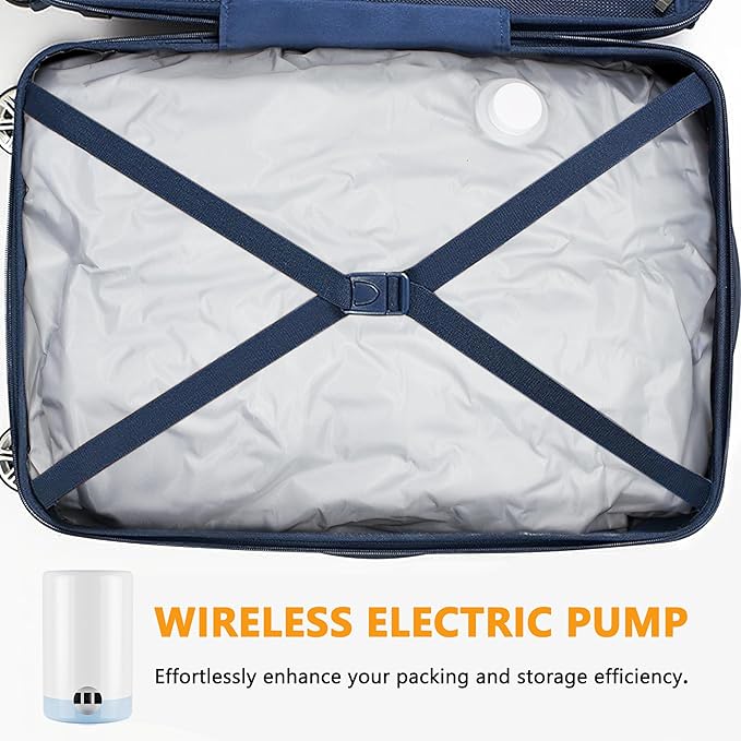 SUOCO Travel Vacuum Bags for Luggage and Backpack, 6 Medium Reusable Compression Bags with Wireless Electric Pump, Packing Seal Space Saver Storage Bags for Clothing, Carry on Suitcase