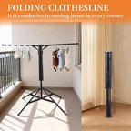 4-Leg Clothes Drying Rack with 6 Adjustable Poles,Standing Dryer,20 Windproof Hooks and 2 Sock Clips,No-Installation Drying Stand,Clothes Rack Foldable Space-Saving, Indoor and Outdoor Use Black