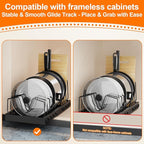 FLSEPAMB Pots and Pans Organizer for under Cabinet 2 Pack 10-Tier Pot Pull Out Cabinet Organizer Sliding Pot, Cabinet Pull Out Shelves with Two Types of Shelves for Pots, Lids, Bottles and Pans