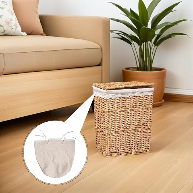 Rattan Basket Liner Replacement - Daisy Pattern Utility Washable Laundry Hampers Cloth Insert - Woven Wicker Picnic Baskets Fabric Liner for Daily Sorting 23.6 X 16.5 x 19 Inch