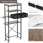 homyfort Over The Toilet Storage Cabinet, 4-Tier Bathroom Shelves Over Toilet, Easy Installation with Drain Basket, X Shape Side Guardrail, Freestanding Toilet Rack for Balcony, Laundry
