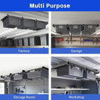 3 Pack Overhead Storage Bin Rack, Ceiling Racks for Utility Bins Organization, Heavy Duty Rack Ceiling Garage Storage for Supports Most Bins Container (for 2 Bins, Bins are not included)