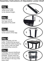 Locker Organizer Shelf， Adjustable Width and Height, Ideal Locker for School, Office, and Gym Lockers (Black)