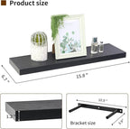 Floating Shelves for Wall, Wall Mounted Rustic Wood Shelves for Bathroom, Bedroom, Living Room, Kitchen, Hanging Shelf for Books/Storage/Room (Black, 23.6")