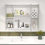 DICTAC Bathroom Medicine Cabinet with Mirrors 31.5x23.62 Inch Storage Cabinet with Mirror Wall Mounted Bathroom Mirror with Adjustable Storage Shelves and 3 Doors Mirror Medicine Cabinets for bathroom
