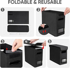 BALEINE File Organizer Box with Lid, Collapsible File Folder Organizer with Plastic Slide, Hanging File Folder Box for Office Document Storage (2 Pack, Black, S)