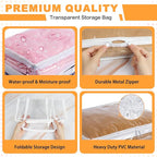Clear Zippered Storage Bags Plastic Sweater Storage Bags with Zipper 6 Packs Clothing Organizer for Blankets Linen Sweater Bed Sheet Quilt Clothes Pillow (10.5 x 10.5 x 2.5 Inch)