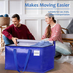Moving Bags, Storage Bags with Sturdy Handles and Heavy Duty Zippers, Storage Totes for Space Saving, Moving & Storage, Collapsible Moving Supplies(100L, 8-Pack, Blue)