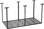 3x6 ft Heavy Duty Adjustable Ceiling Mounted Storage Rack, Overhead Garage Storage Rack 750lbs Capacity Alloy Steel, Customizable Height, Easy Access for Organize Tools, Gear, Containers Black