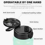 Fanhaw 20 oz Insulated Stainless Steel Water Bottle with Anti-Dust Chug Lid, Leakproof Vacuum Metal Bottle for Kids, Women & Men (Green Pink)