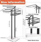HarJue Towel Rack for Bathroom, 36” H Towel Holder Stand, Bath Towels Sheet Holder with Marble Base, Standing Rack for Home Pool Outdoor Floor, Store Family Member Towels (Black, 36” H-Basket)