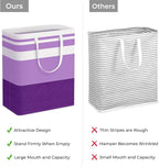 HomeHacks 2 Pack Large Laundry Baskets, Waterproof, Freestanding Laundry Hampers, Collapsible Clothes Hamper with Reinforced Handles in Laundry, College Dorm, Bathroom, Bedroom (Purple, 125Lx2)