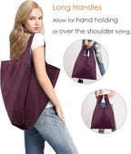 BeeGreen Burgundy Reusable Grocery Bags with Zipper Storage Pouch 10 Packs Wine Red Reusable Shopping Bags Bulk Foldable-Machine Washable