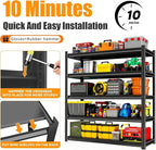 39.4''W Storage Shelves, 4-Tier Garage Metal Shelving Unit, Adjustable, Double-Layer Column with Reinforced Ribs, Heavy-Duty, Capable of Bearing 2800 lbs Suitable for Garage, Warehouse