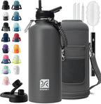 Insulated Water Bottle | Thickened Stainless Steel for Gym and Hiking with Straw, Carrier Bag, Handle Strap | BPA-Free 87 oz