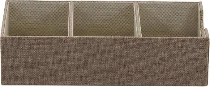 Household Essentials Brown 722-1 Deep 3 Section Drawer Organizer Box for Storage | 12 in x 6.13 in x 3.13