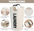 DOKEHOM 125L X-Large Laundry Basket, Collapsible Laundry Bag, Freestanding Tall Clothes Hamper, Foldable Washing Bin (Beige)