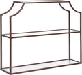 Kate and Laurel Ciel Modern Glam Wide Two-Tier Wall Shelf, 24 x 20, Bronze, Tiered Bathroom Shelves for Over the Toilet Storage or Bedroom Makeup Organizer