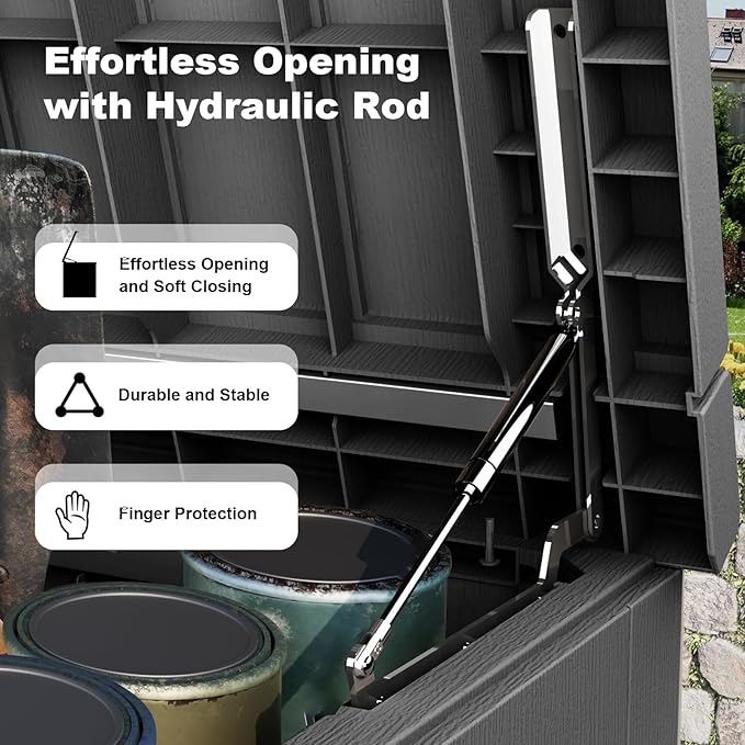 280 Gallon Deck Box Large Outdoor Storage Box Waterproof for Patio Furniture,Outdoor Cushions,Garden Tools and Pool Supplies,Weatherproof(Black,280Gallon)