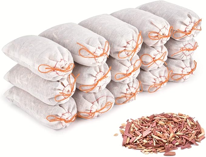 Homode Cedar Blocks for Clothes Storage, Cedar sachets for Drawers and Closets Fresh Scent, Aromatic Ceder Wood Chips Hanging Rings, Scented Clothing Bag Fresheners, 30 Pack