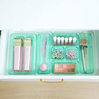 Kitchen Desk Drawer Organizers Storage for Office, Small Acrylic Vanity Trays Makeup for Drawer Bathroom Plastic Make up Organizers 25 Pcs Green
