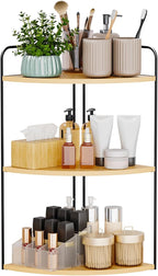 Bathroom Counter Organizer,Countertop Organizer,Vanity Organizers,Bathroom Storage,Bathroom Sink Caddy,Counter Shelf,Corner Counter,Corner Shelves(Black-Burlywood)