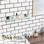 KOKOSIRI Wall Shelves for Bathroom Glass Floating Shelf 20-Inch Kitchen Rack Shower Storage, 2 Pack Oil Rubbed Bronze Stainless Steel B1107ORB-L20-P2