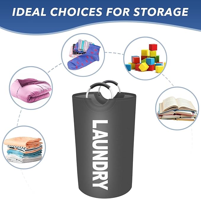 Vivicreate 115L Large Laundry Basket, Freestanding Tall Clothes Hamper, Foldable Washing Bin, Collapsible Laundry Bag (GRAY)
