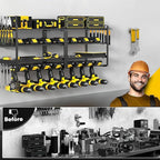 32" W Large Power Tool Organizer Wall Mount, 4 Tiers Heavy Duty Metal Garage Storage Racks, Drill Hanger Storage Rack with 8 Drills Holder, Utility Racks for Garage Workshop