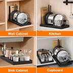 FLSEPAMB Pots and Pans Organizer for under Cabinet 2 Pack 10-Tier Pot Pull Out Cabinet Organizer Sliding Pot, Cabinet Pull Out Shelves with Two Types of Shelves for Pots, Lids, Bottles and Pans