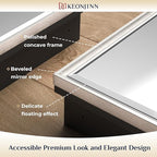 Keonjinn 24" x 30" Medicine Cabinets with Mirror for Bathroom, Brushed Nickel Recessed or Surface Wall-Mounted Aluminum Alloy Framed Beveled Mirror, Farmhouse Bathroom Mirror with Storage Cabinet