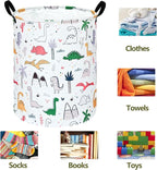 Dinosaur Pattern 19.7 Inch Round Laundry Clothes Hamper Laundry Basket with Handles,Storage Organizer Bins Laundry Gift Basket for Room, Bedroom Decor