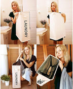 ZERO JET LAG 52L Large Slim Rolling On Wheels Laundry Hamper Tall Dirty Clothes Storage Basket Standable Corner Handy Bin Hamper Basket 15×8×22" (22 Inches, Printed Beige)
