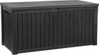 YITAHOME 180 Gallon Large Outdoor Storage XL Deck Box w/Divider for Patio Furniture,Outdoor Cushions, Garden Tools, Sports Equipment and Pool Supplies, Waterproof, Resin, Lockable, Black