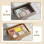 2 Pcs Clear Acrylic Desk Drawer Organizer 12 x 8 x 1.77 Inch Drawer Organizer Trays with 6 Compartments Desk Accessories for Office Makeup Silverware Bathroom