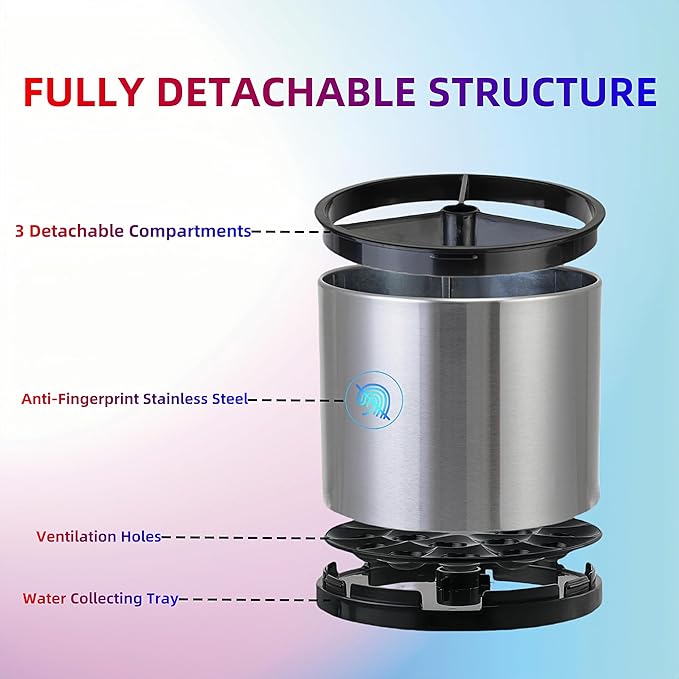 Kitchen Utensil Holder Extra Large 360°Rotating For Counter Organizer Stainless Steel Storage Cooking Silverware Caddy 3 Compartment Flatware Spoon Spatula Tool Cutlery Container