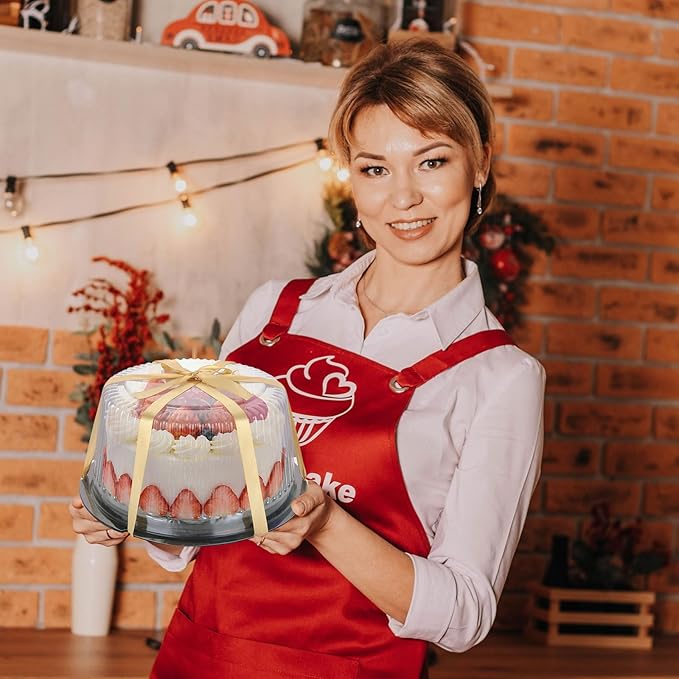 10 Pcs 10 Inches Disposable Cake Container with Lid Plastic Cake Carrier with Clear Dome Lid and Cake Boards Round Cake Containers Carriers for Transport, Party Takeout Food Display