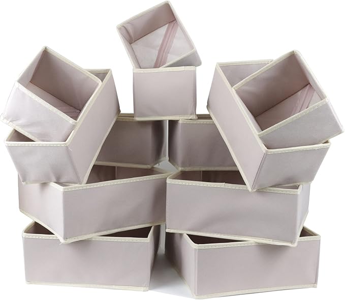 12 Pack Drawer Organizer Clothes, Foldable Fabric Dresser Organizer Closet Organizers and Storage Box for Underwear,Folded Clothes,Baby Clothing,Socks,Bra,Towels,Ties(12 Pack,Pink)