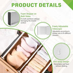 5 Pack Drawer Dividers 3.2" High Slim Organizers Expandable 10.8-17.9" Adjustable Separators for Shallow Drawers Kitchen Utensils Baby Clothes Underwear Storage-White