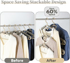 6-Pack Heavy Duty Plastic Extra-Wide Arm 15"-23" Suits Clothes Hangers with Swivel Hooks,Perfect for Coat,Jacket,Dress,Shirt,Trousers or Closet Space Saving,Grey&Tan