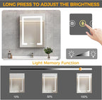 20 * 26 Smart LED Lighted Bathroom Medicine Cabinet Mirror with Touch Control, 3-Color Temperature, Stepless Dimming, 1-Hour Auto-Off – Ideal for Modern Bathrooms and Makeup Routines