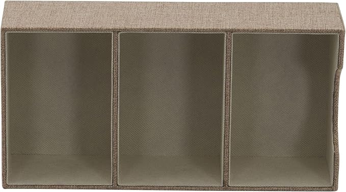 Household Essentials Brown 722-1 Deep 3 Section Drawer Organizer Box for Storage | 12 in x 6.13 in x 3.13