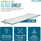 Clear Floating Glass Shelf 12" X 27" in Black