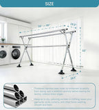 Clothes Drying Rack 95 Inches Folding Indoor Outdoor, Drying Rack Clothing Collapsible Windproof, Foldable Laundry Drying Rack, Heavy Duty Stainless Steel Clothes Rack, Coat rack, 20 Hooks 12 Clips
