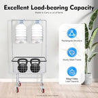 Steel Wire Laundry Cart, Rolling Laundry Basket With Wheels & Hanging Rack, Heavy Duty Large Laundry Basket Cart, Laundry Hamper Organizer for home, hotel, bathroom, commercial laundry
