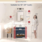 Keonjinn 16 x 24 Inch White Medicine Cabinet Mirror, Assembly Required, Modern Medicine Cabinets for Bathroom, Lightweight, Adjustable Shelves, HD Tempered Glass, Recessed or Surface Mount