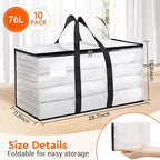 BlissTotes Moving Bags, 76L 10-Pack Storage Bags, Moving Box Heavy Duty Extra Large, Moving Totes with Zipper, Reinforced Handles Boxes for Packaging Moving, Decorative Wreath Storage