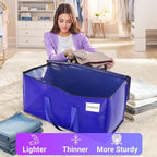 Moving Storage Bags, Moving Supplies Packing Boxes for Moving, Camping, College Dorm Room Essentials for Girls, Blue Tote Bags, Heavy-Duty Storage Bins With Lids And Zippers, 76L 4 Pack